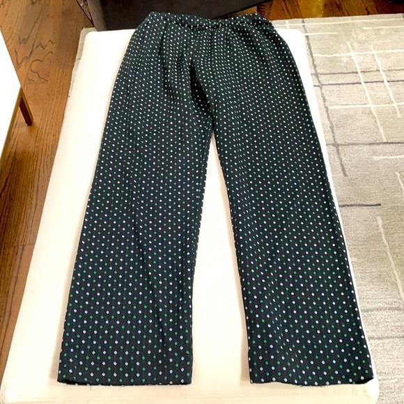 Made In Italy Luxurious Pull On Black Pants Dots M - Picture 1 of 5